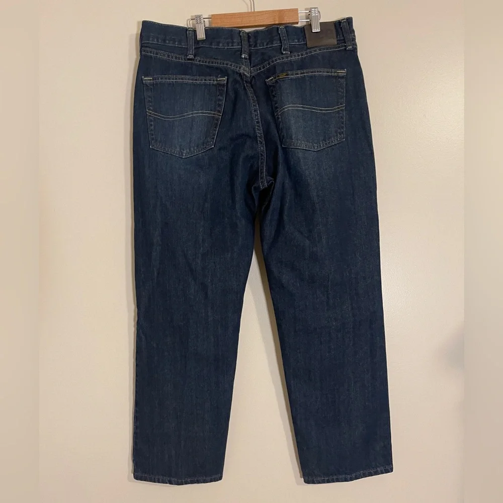 Lee Jeans Mens Sz 36x29 Blue Relaxed Fit Dark Wash Straight Leg Denim Bottoms - Picture 5 of 9